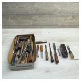 Wood Chisel Collection. Large Lot Of Wood Chisels.