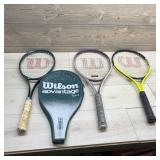 Tennis Racket Lot. Three Tennis Rackets Including