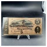 1864 $5 Confederate States of America note.
