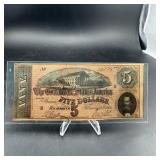 1864 $5 Confederate States of America note.