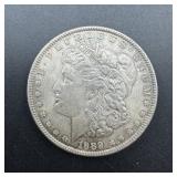 1889 Morgan silver dollar.