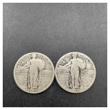 1927 And 1930 Standing Liberty Silver Quarters