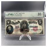 1907 $5 Note, Graded Choice Very Fine 35.