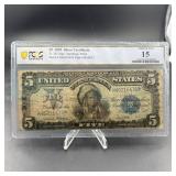 1899 $5 Indian Chief Silver Certificate, Graded Fi