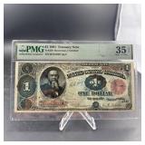 1891 $1 Treasury Note, Graded Choice Very Fine 35.