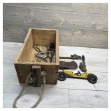 Pipe Wrench Lot. Wooden Box Containing Pipe Wrench