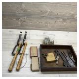 Clay Pigeon Thrower And Old Wrenches.