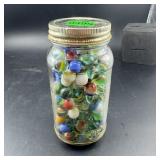 Vintage Marble Collection. Quart Jar Filled With M