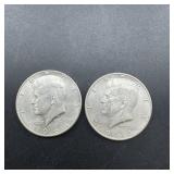 Two 1964 Silver Kennedy Half Dollars