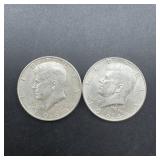Two 1964 Silver Kennedy Half Dollars