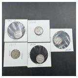 5 Silver Mercury Dimes