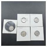 5 Silver Mercury Dimes