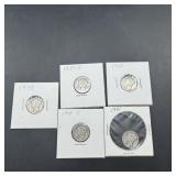 5 Silver Mercury Dimes
