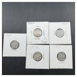5 Silver Mercury Dimes