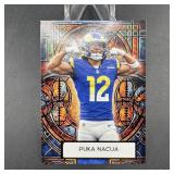 Custom Puka Nacua Stained Glass Football Card.