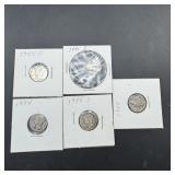 5 Silver Mercury Dimes
