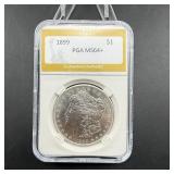 1899 Morgan Silver Dollar, Graded Ms-64.