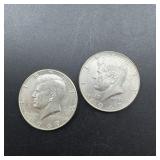 Two 40% Silver Kennedy Half Dollars
