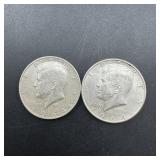 Two 1964 Silver Kennedy Half Dollars