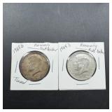 Two 40% Silver Kennedy Half Dollars