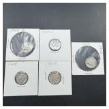 5 Silver Mercury Dimes
