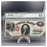 1917 $1 Red Seal Note, Graded Pmg 63.