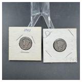 Two Mercury Silver Dimes