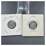 Two Mercury Silver Dimes