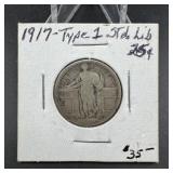 1917 Type 1 Standing Liberty Silver Quarter
