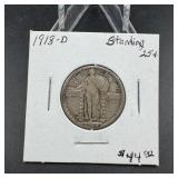 1918-D Standing Liberty Silver Quarter