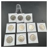 Ten Mixed-Date Kennedy Half Dollars