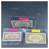 Three WWII Japanese Notes