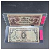 Two Japanese WWII Military Notes