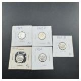Five Silver Roosevelt Dimes