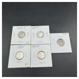 Five Silver Roosevelt Dimes