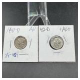 1941-D and 1942-D Mercury Dimes