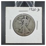 1920-D Walking Liberty Silver Half Dollar