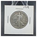 1919 Walking Liberty Silver Half Dollar