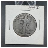 1919-D Walking Liberty Silver Half Dollar