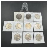 Ten 1970s Kennedy Half Dollars