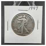 1947 Walking Liberty Silver Half Dollar