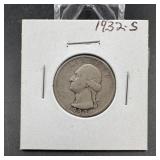 1932-S Washington Silver Quarter