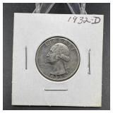 1932-D Washington Silver Quarter