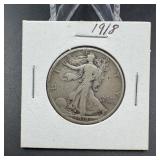 1918 Walking Liberty Silver Half Dollar