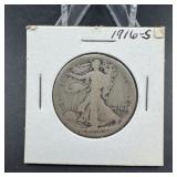 1916-S Walking Liberty Silver Half Dollar