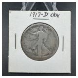 1917-D Walking Liberty Silver Half Dollar