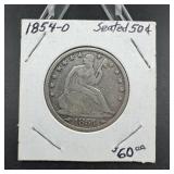 1854-O Seated Liberty Silver Half Dollar
