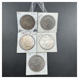 Five Eisenhower Dollars