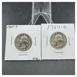 Two Washington Silver Quarters