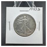 1943-D Walking Liberty Silver Half Dollar